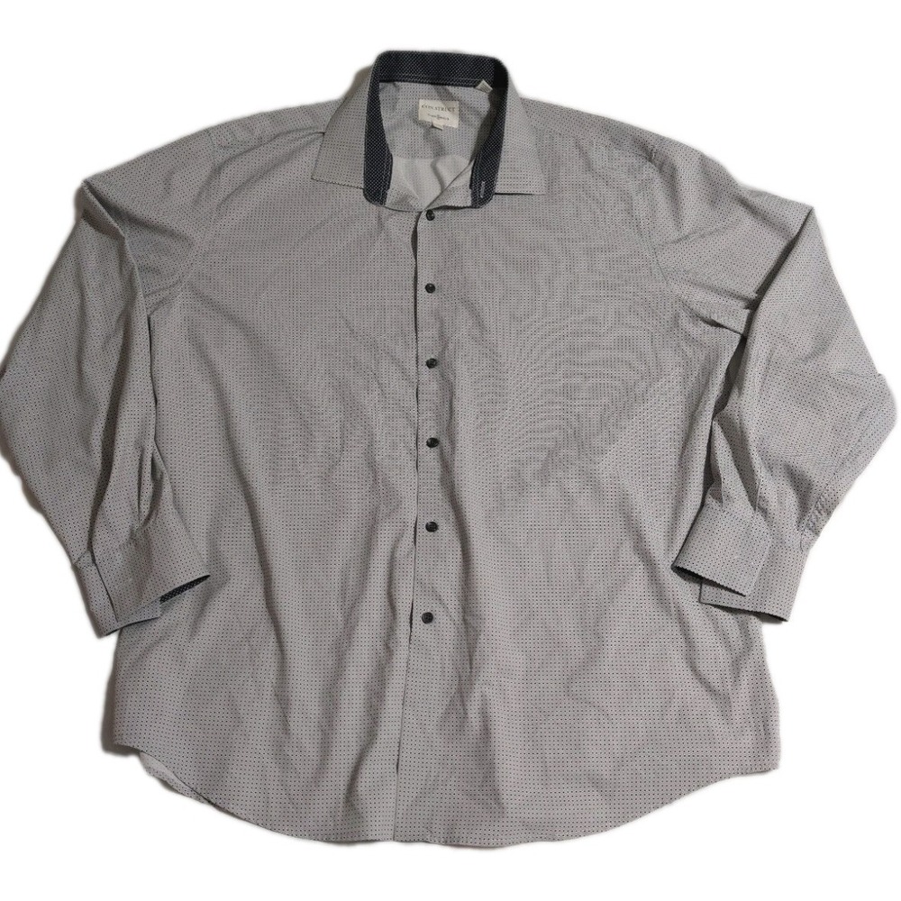 CON.STRUCT‎ Men's XXXL Stretch Button Up Shirt Gray Micro Dot